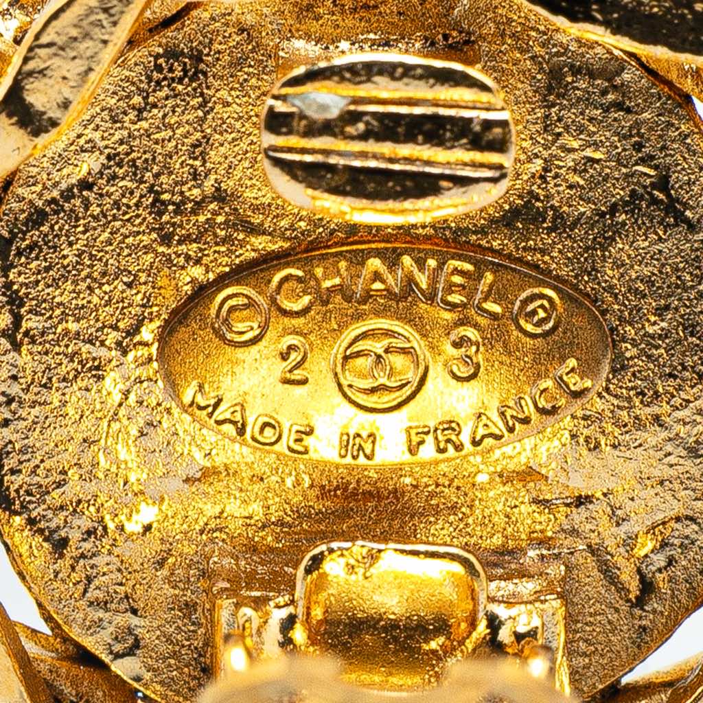 Chanel Gold Plated CC Crystal Clip On Earrings - Image 6