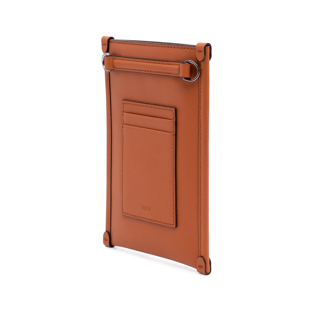 Mcm Spanish Calfskin Embossed Logo Aren Lanyard Phone Case - Back view