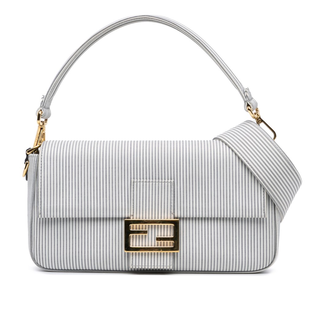 Fendi Striped Jersey Baguette Satchel