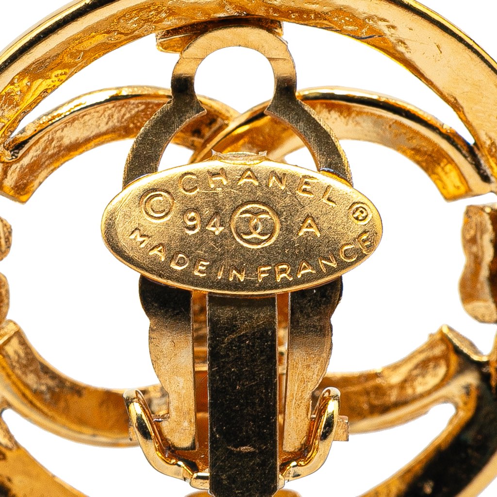 Chanel Gold Plated CC Round Clip On Earrings - Image 6