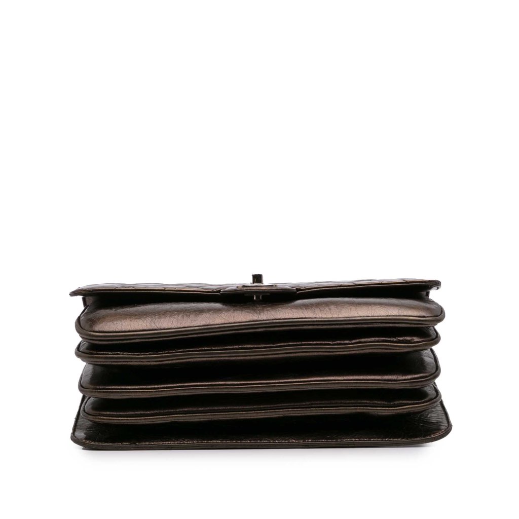 Chanel Medium Metallic Crackled Calfskin Clams Pocket Flap - 3
