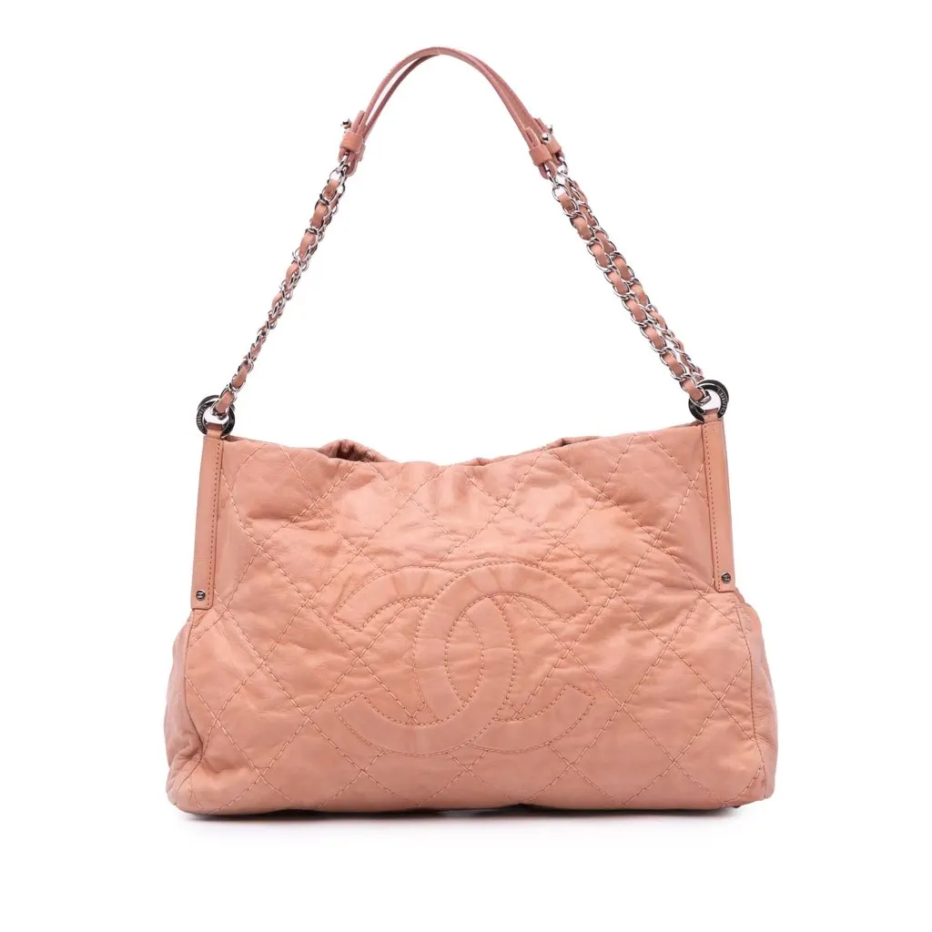 Chanel Small Iridescent Calfskin Sea Hit Tote Brown Leather Good - Front View