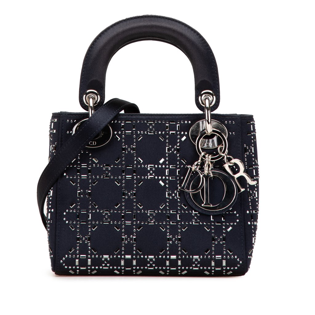 Dior Mini Satin Cannage Strass Crystal Embellished Lady Dior