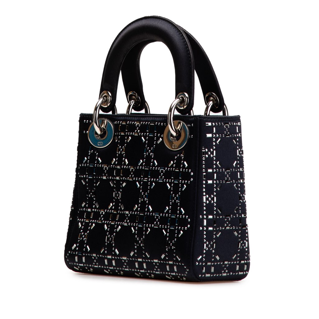 Dior Mini Satin Cannage Strass Crystal Embellished Lady Dior - Back view