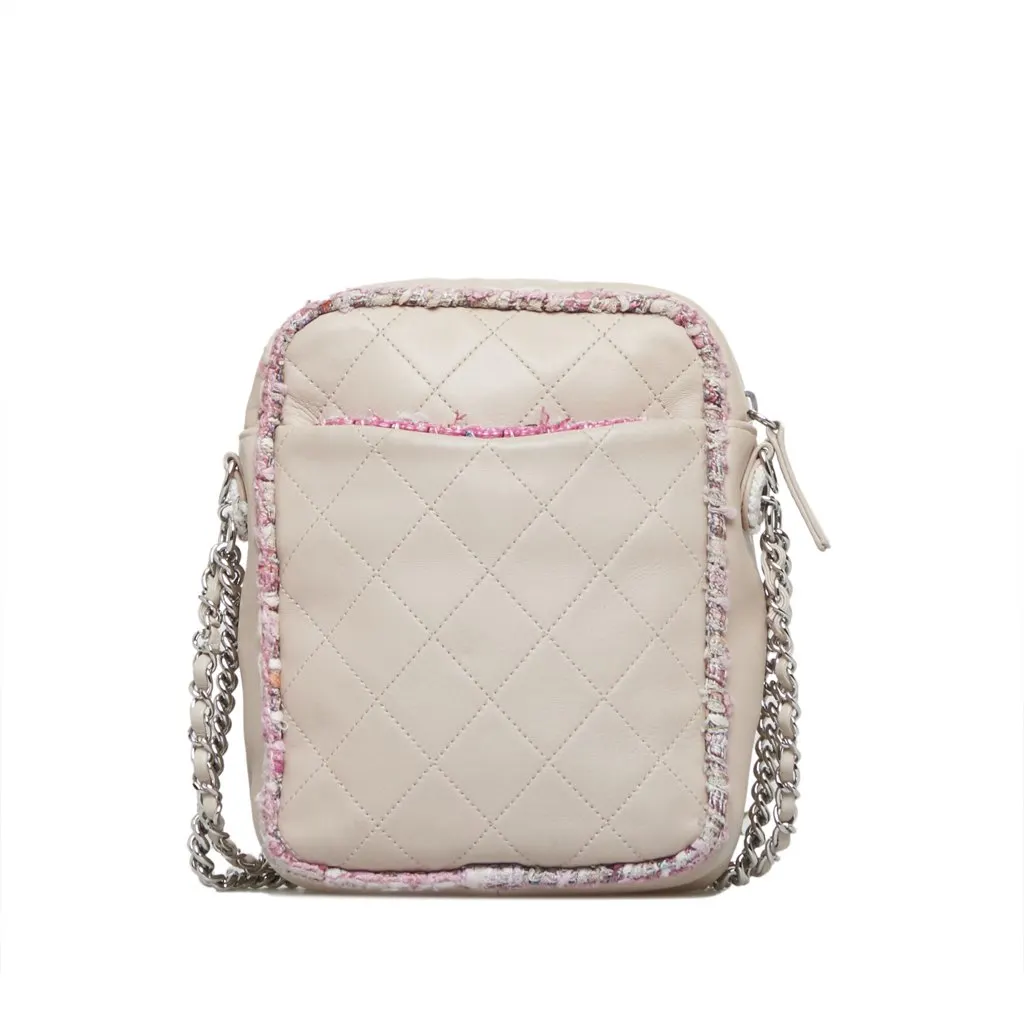 Chanel Elegant Tweed Crossbody Pink Leather Good - Inside View