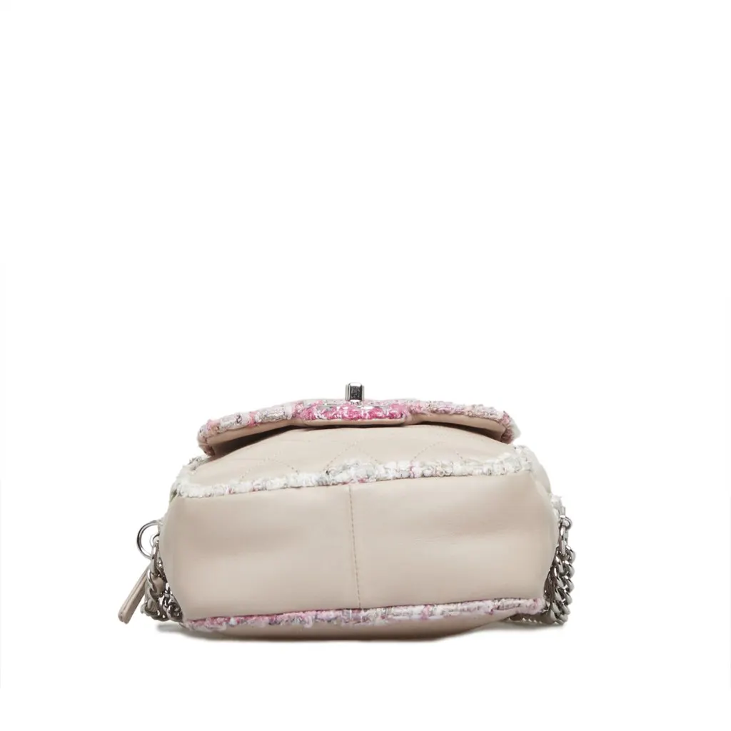 Chanel Elegant Tweed Crossbody Pink Leather Good - Model View