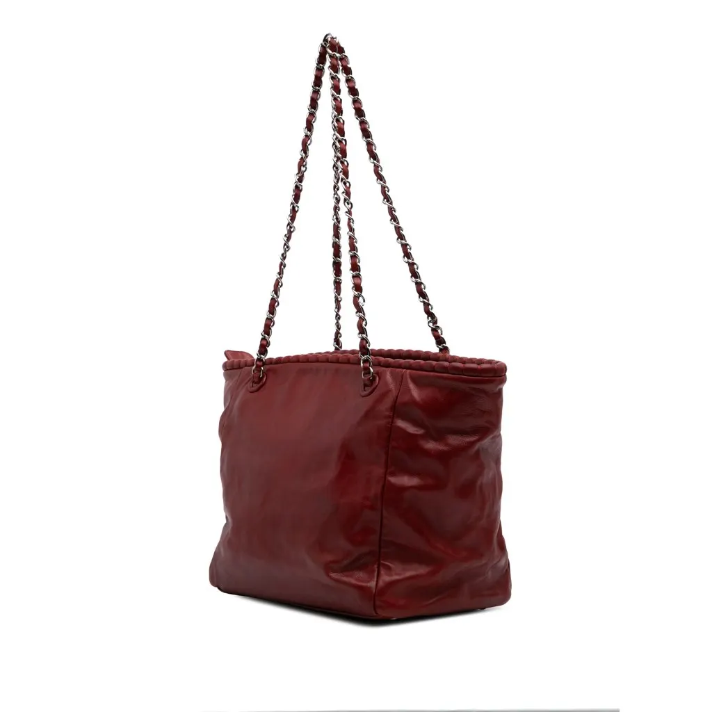 Chanel Calfskin On The Bund Tote Red Leather Good - Back View