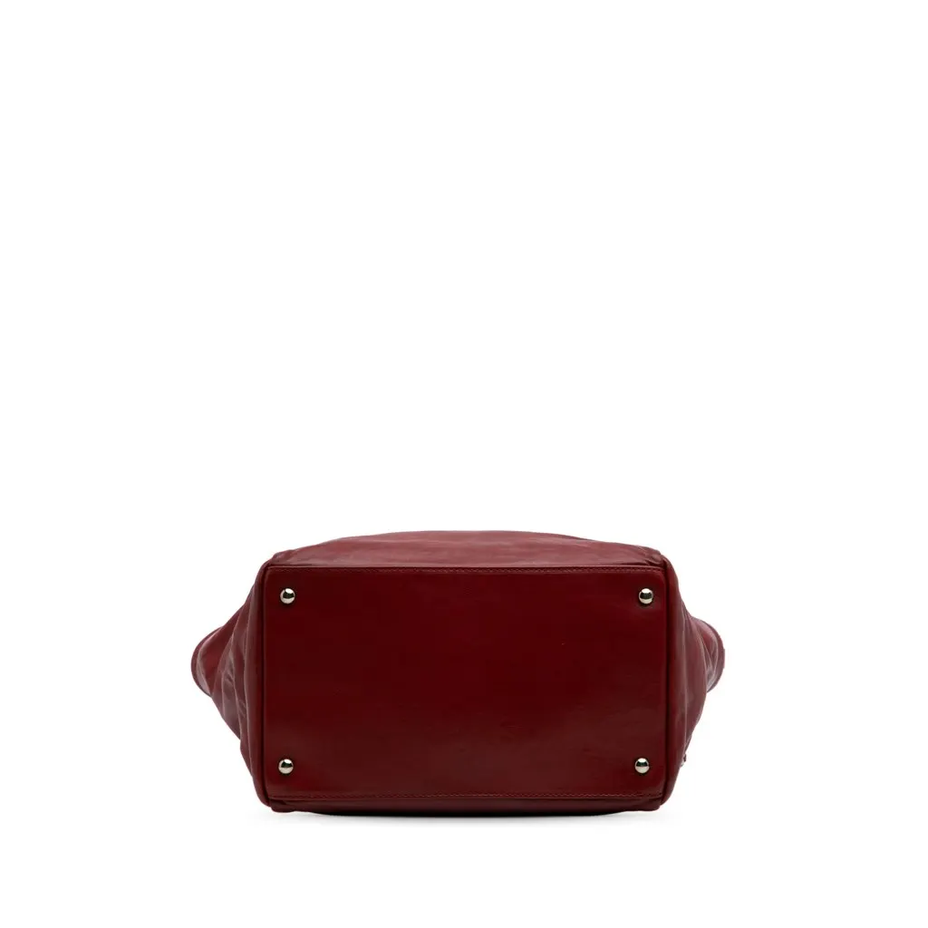 Chanel Calfskin On The Bund Tote Red Leather Good - Inside View