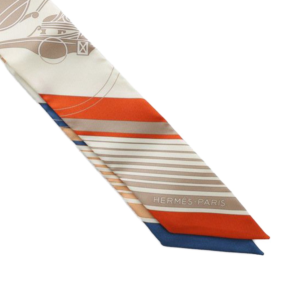 Hermès Ex Libris Silk Twilly Scarf - Side view