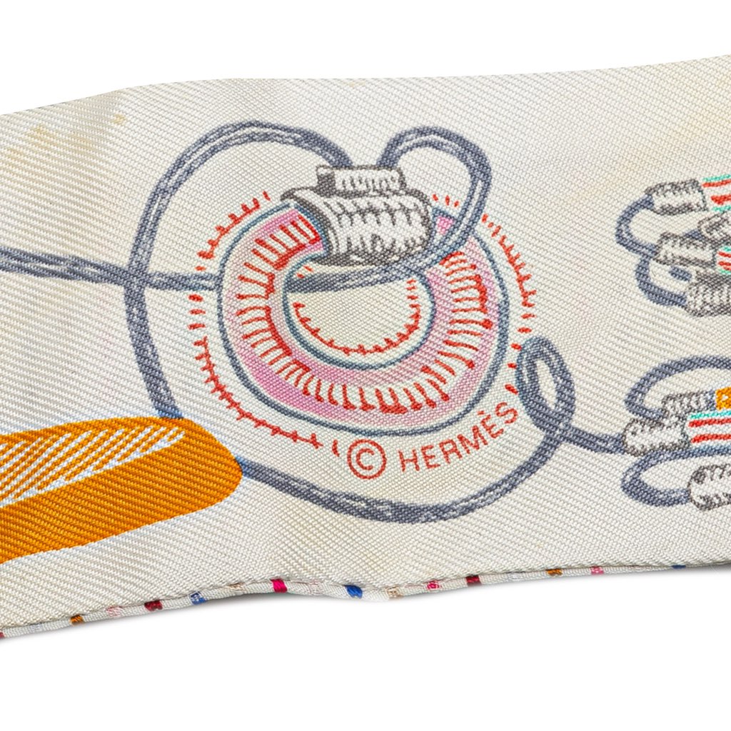 Hermès Chevaloscope Neon Embroidered Silk Twilly Scarf - 4