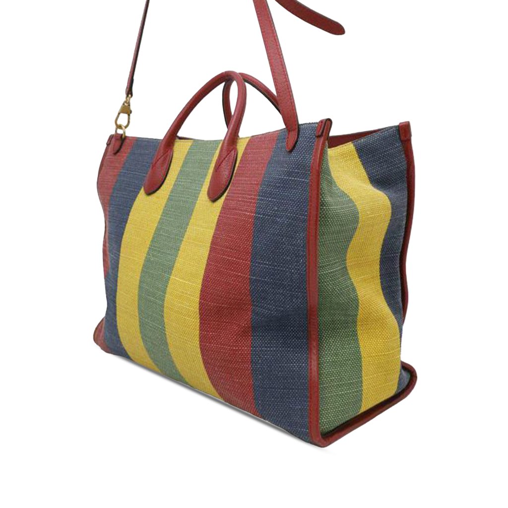 Gucci Baiadera Stripe Canvas Convertible Tote - 2
