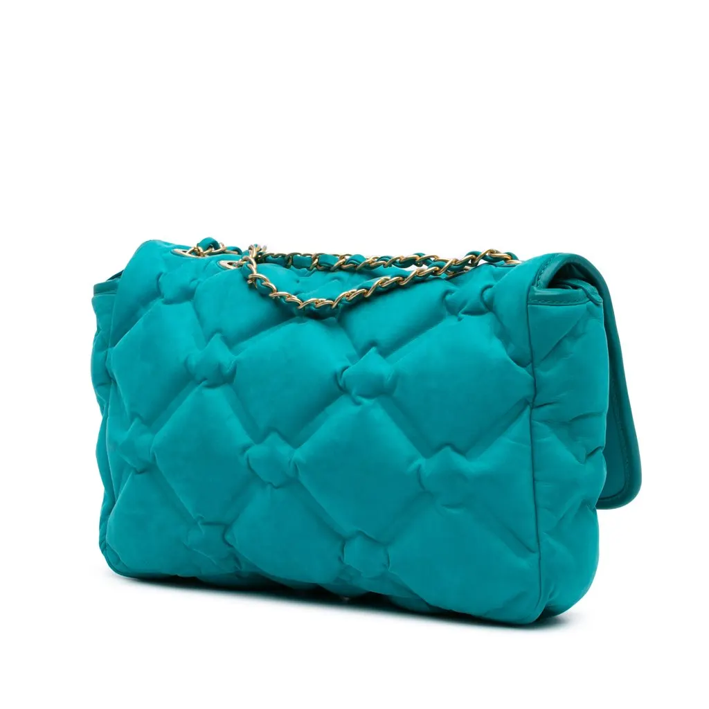 Chanel Small Iridescent Calfskin Chesterfield Flap Blue Leather Good - Back View