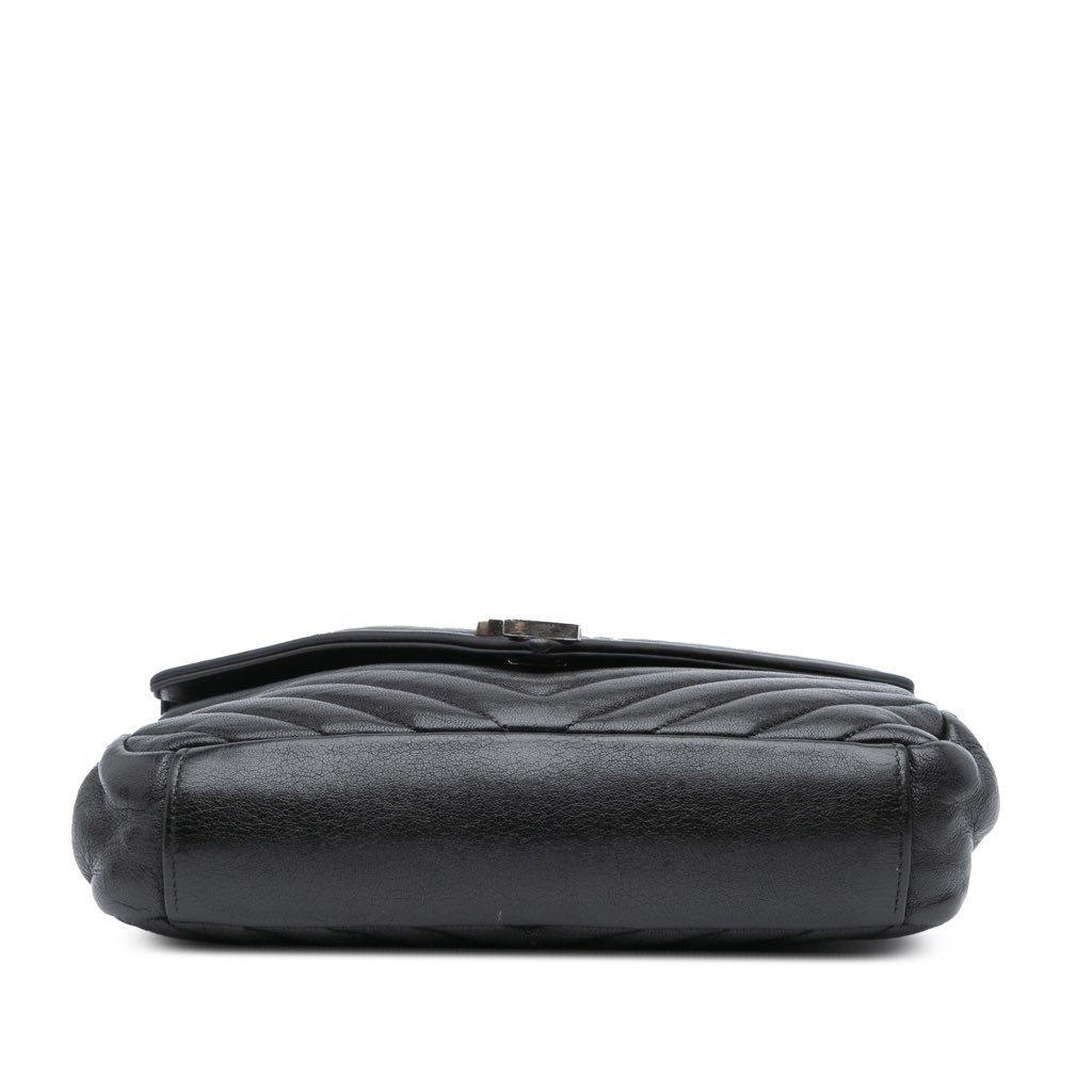 Saint Laurent Medium Quilted Chevron Sheepskin College Satchel - 3