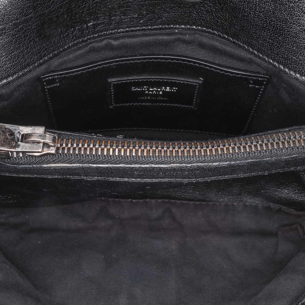 Saint Laurent Medium Quilted Chevron Sheepskin College Satchel - 4