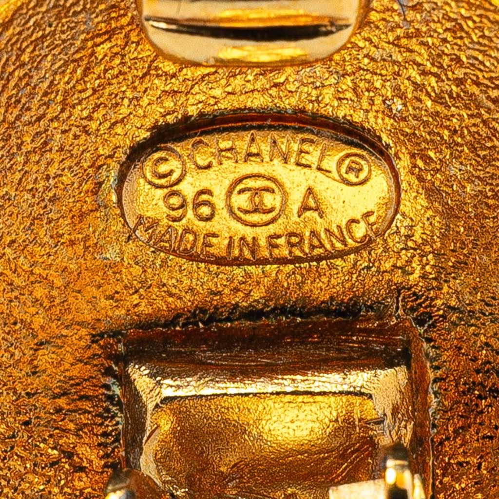 Chanel Gold Plated CC Crown Clip On Earrings - 3