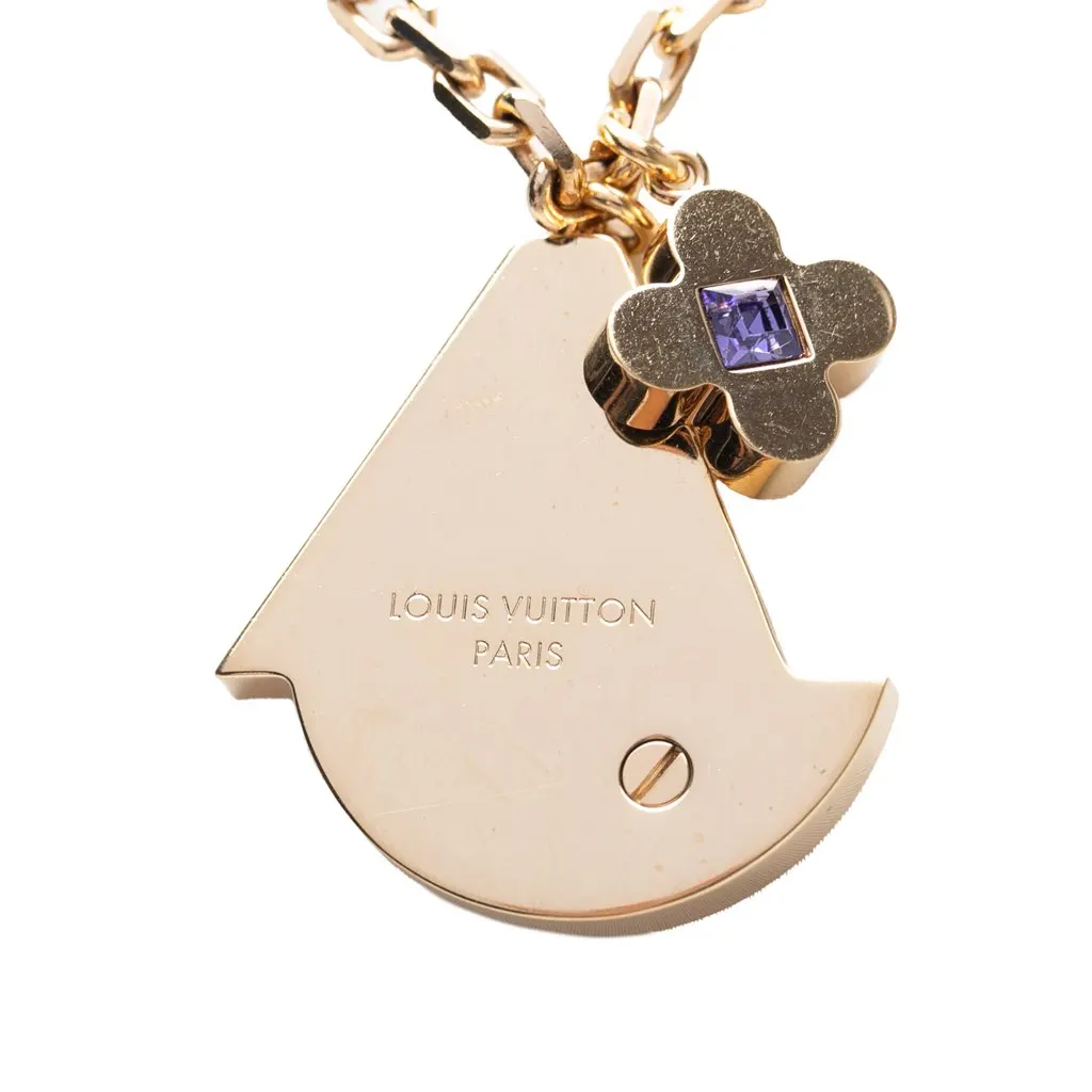 Louis Vuitton Gold Plated Resin Crystal Float Your Boat Pendant Necklace Gold Metal Good - Back View