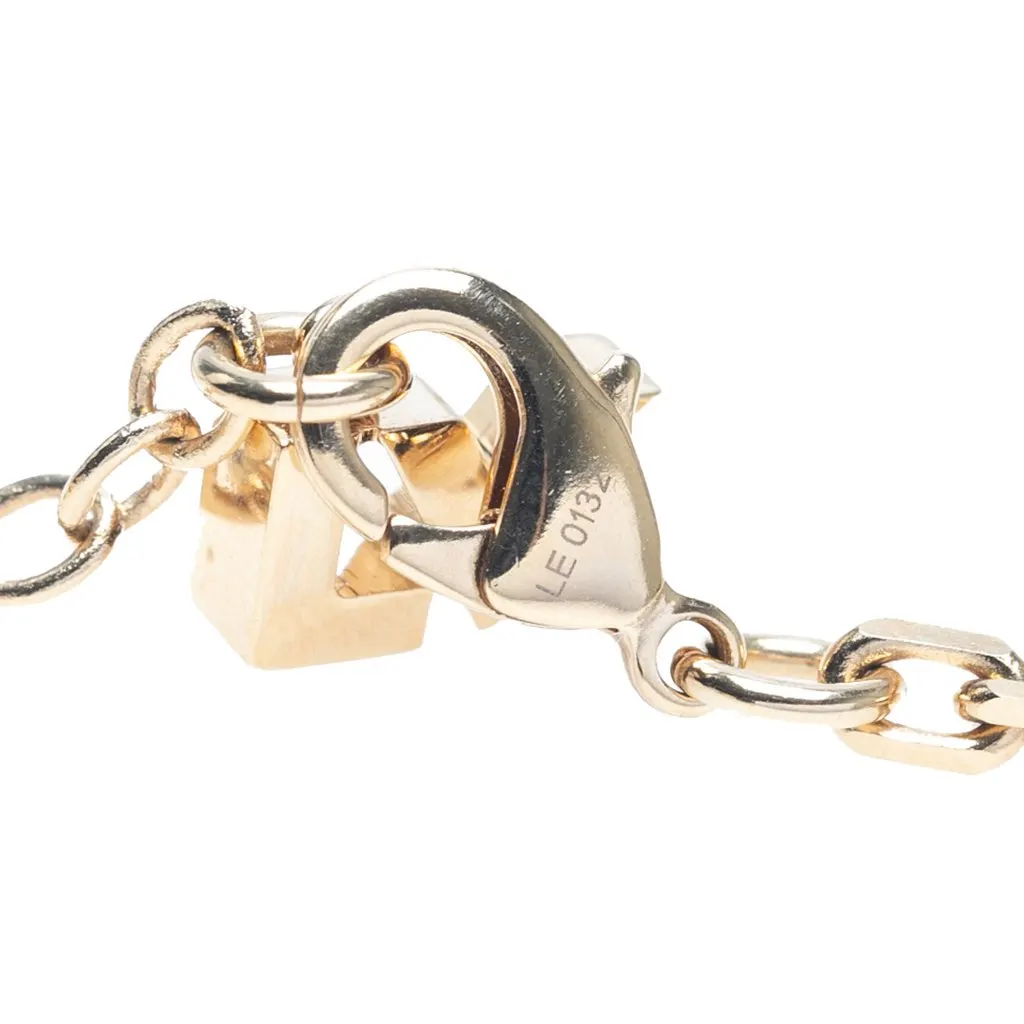 Louis Vuitton Gold Plated Resin Crystal Float Your Boat Pendant Necklace Gold Metal Good - Model View