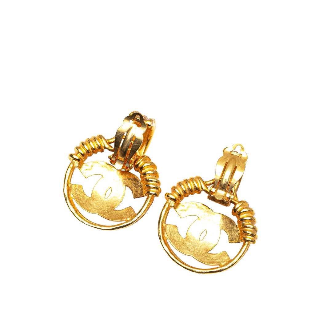 Chanel Gold Plated CC Swing Clip On Earrings - Back view