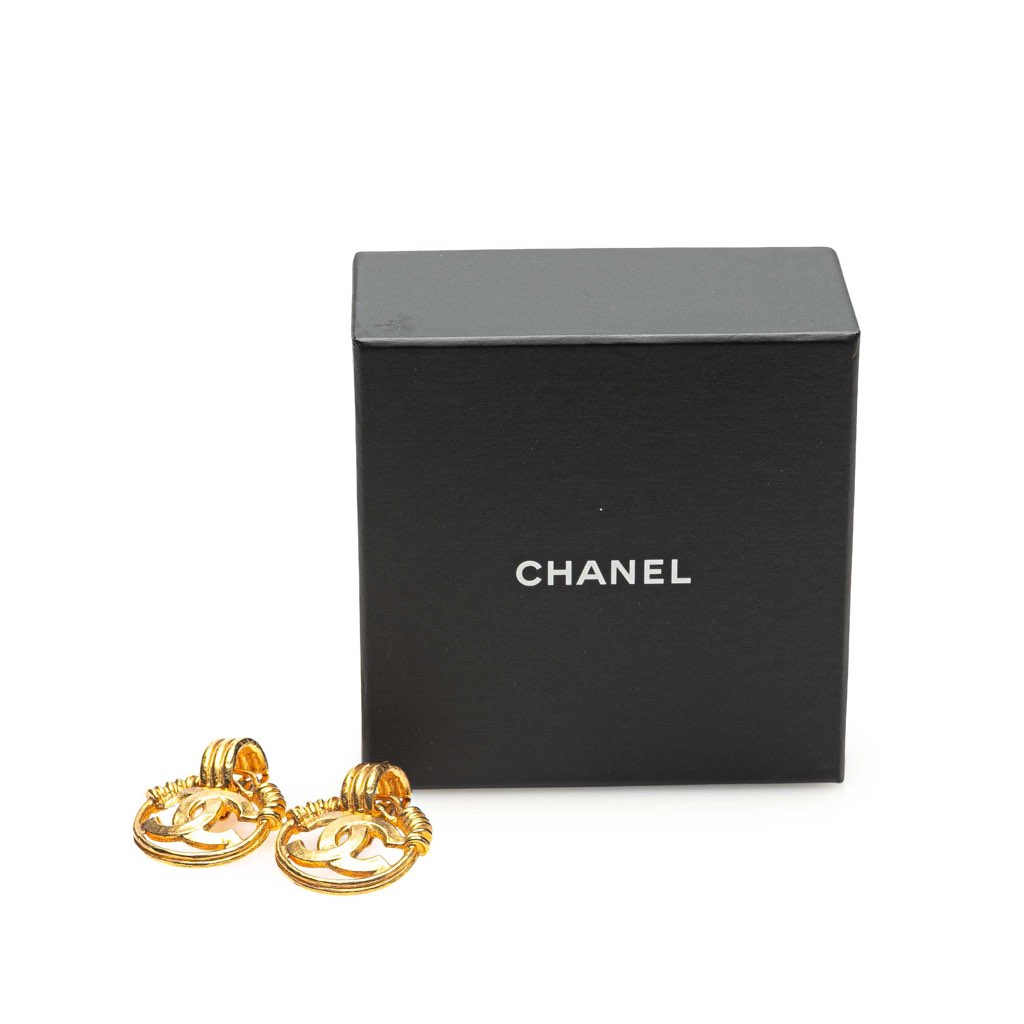 Chanel Gold Plated CC Swing Clip On Earrings - 4