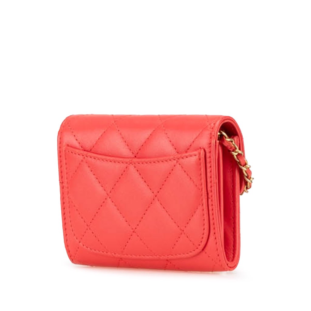 Chanel Quilted Lambskin Flap Card Holder on Chain - 2
