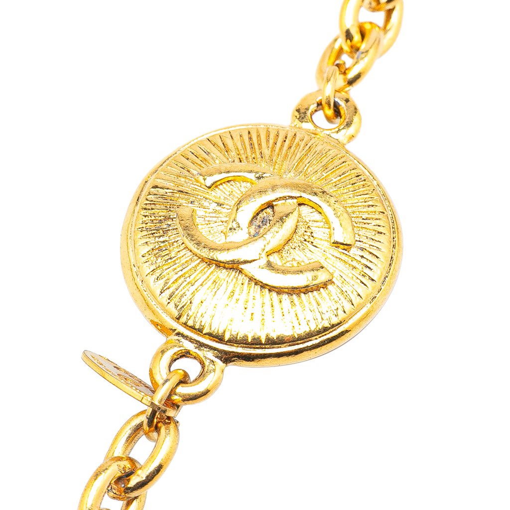 Chanel Gold Plated CC Round Pendant Necklace - 3
