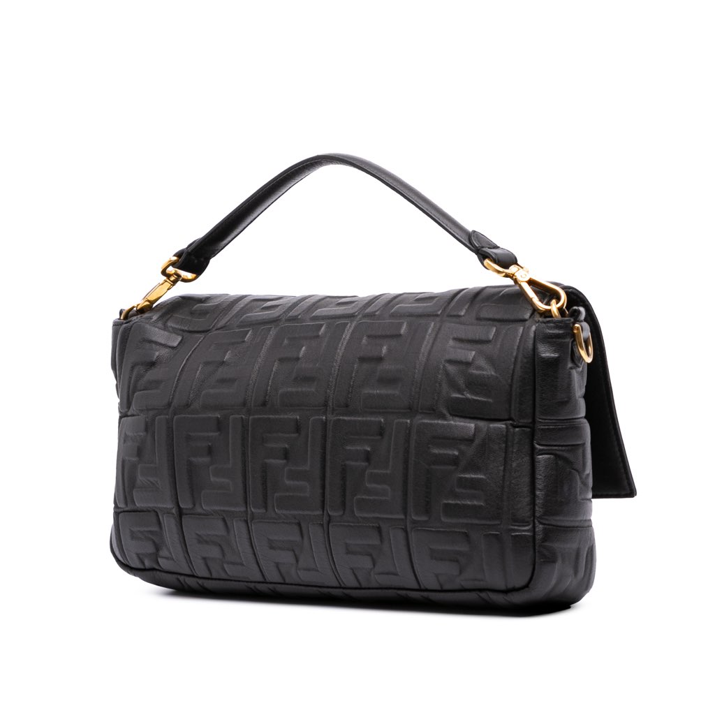 Fendi Large Zucca Embossed Leather Baguette Satchel - 2