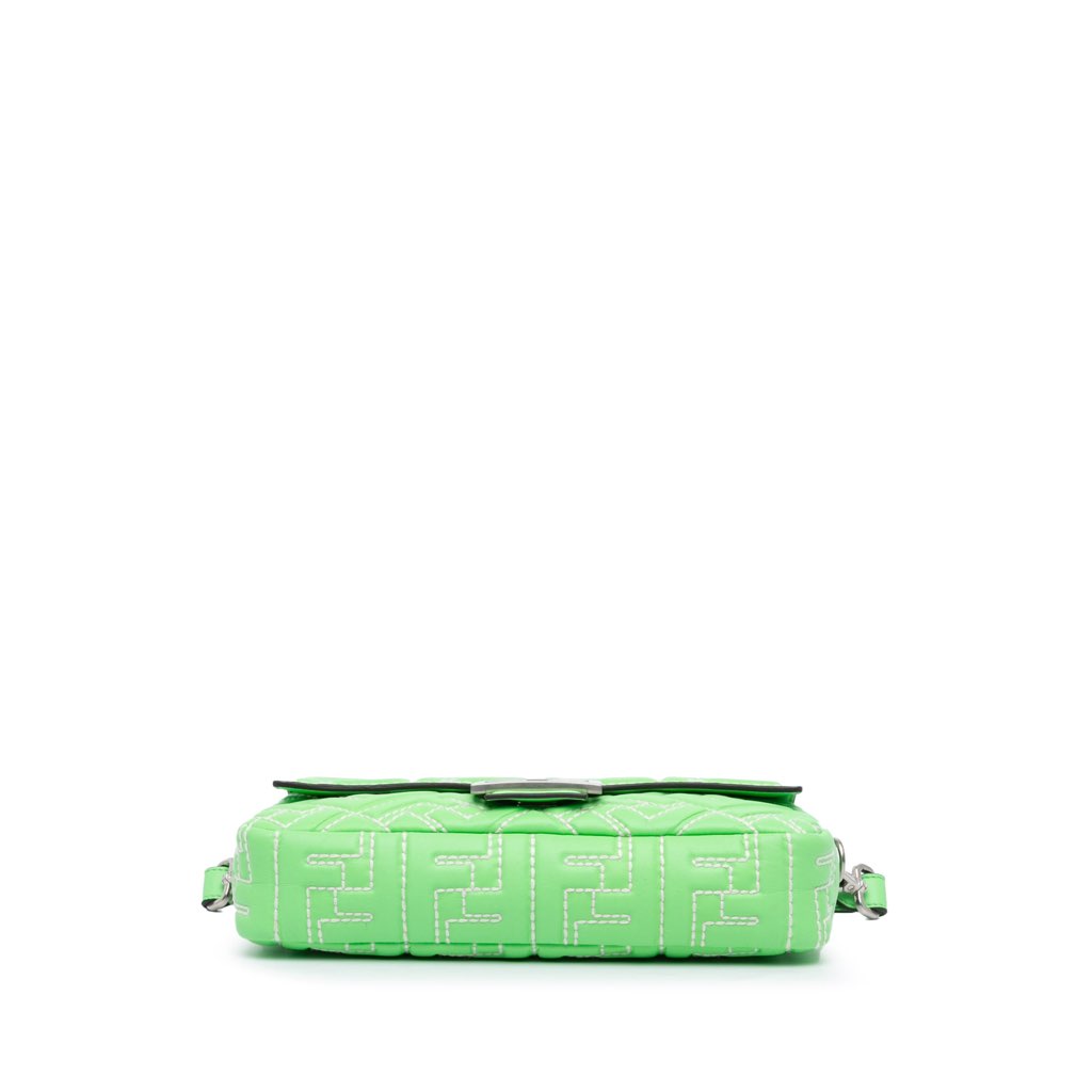 Fendi Zucca Embossed Stitched Leather Baguette Satchel - 3