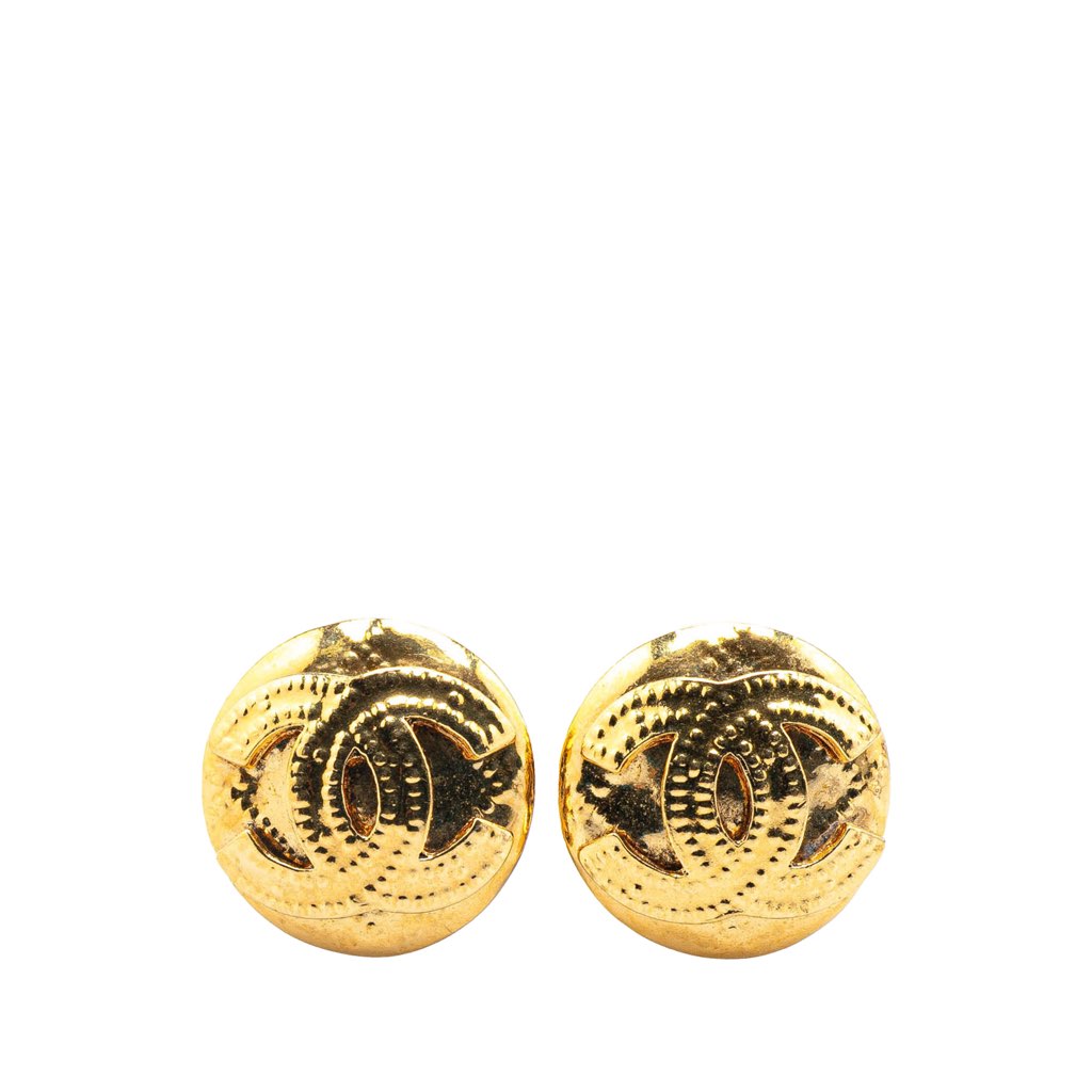 Chanel Gold Plated CC Clip on Earrings