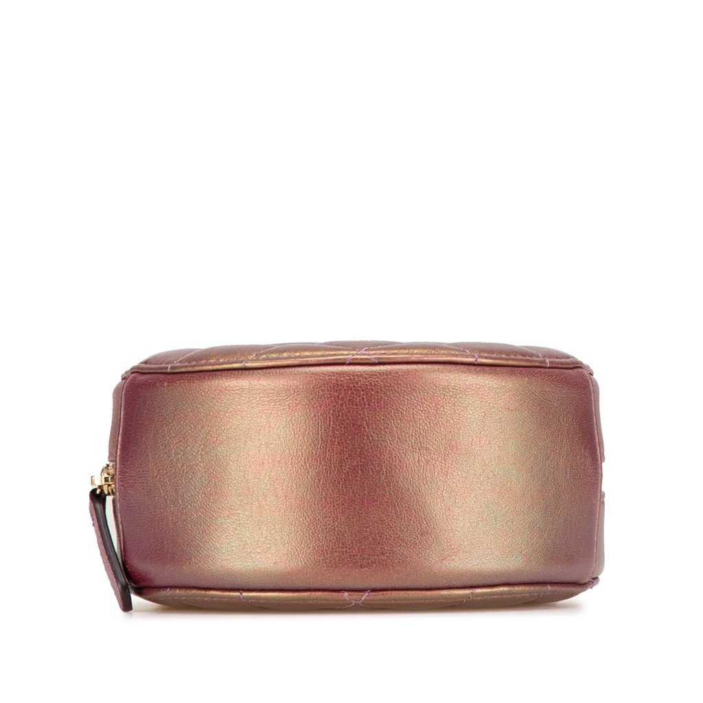 Chanel Quilted Iridescent Lambskin Round Clutch With Chain - 3