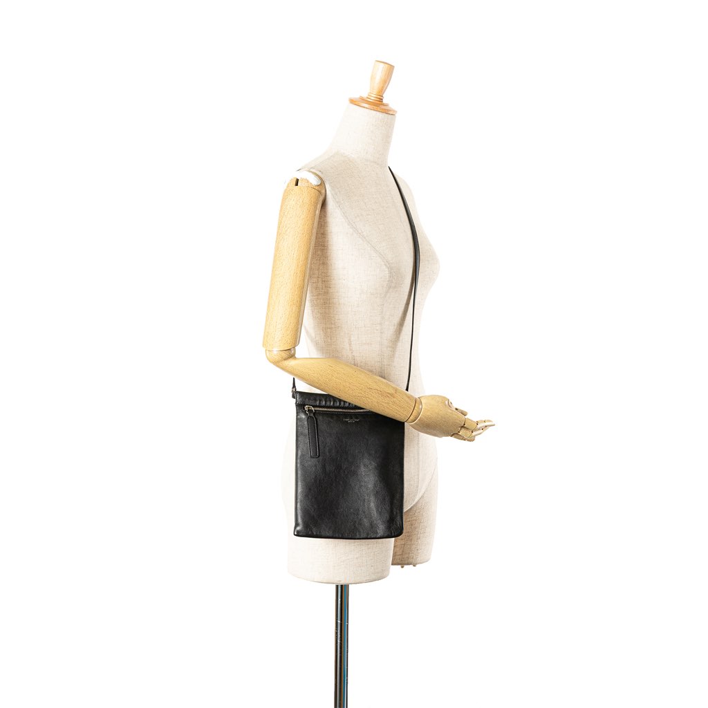 Saint Laurent Antiqued Lambskin Sid Flat Crossbody - Image 15