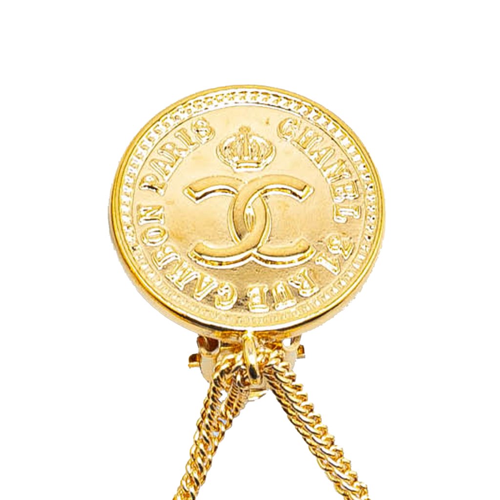 Chanel CC Gold Plated Flap Bag Drop Clip On Earrings - 3