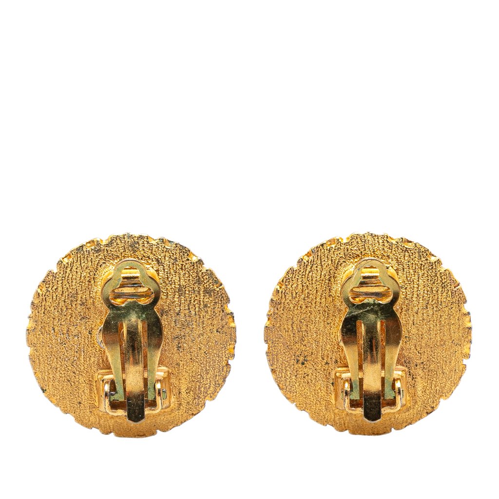 Chanel Gold Plated CC Honeycomb Clip on Earrings - 2