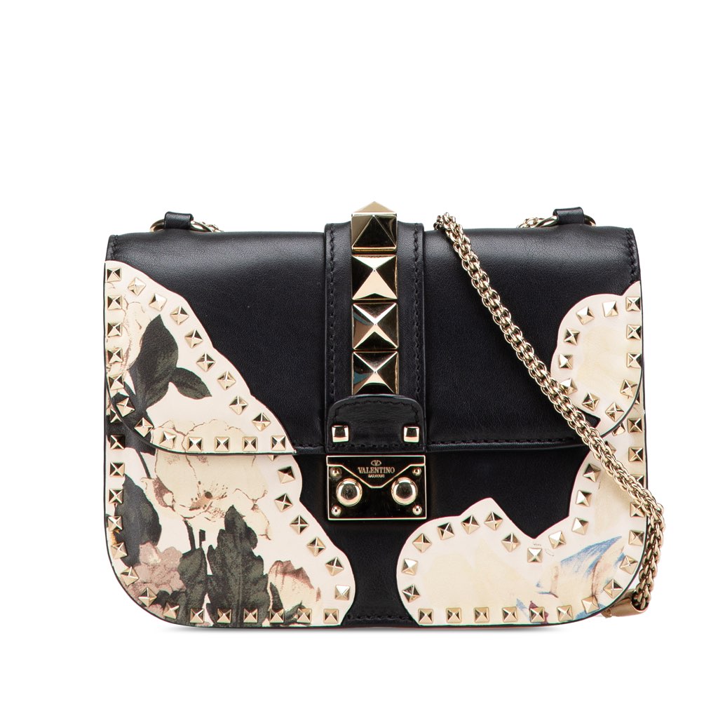 Valentino Small Kimono 1997 Print Glam Lock Shoulder Bag