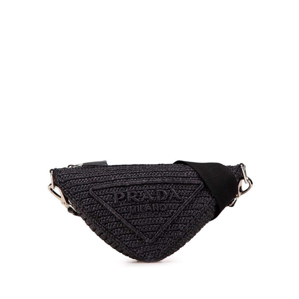 Prada Raffia Effect Crochet Triangle Crossbody