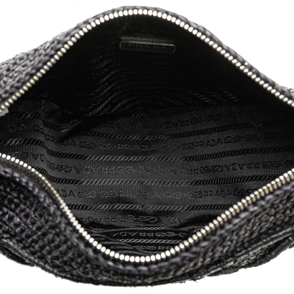 Prada Raffia Effect Crochet Triangle Crossbody - 4