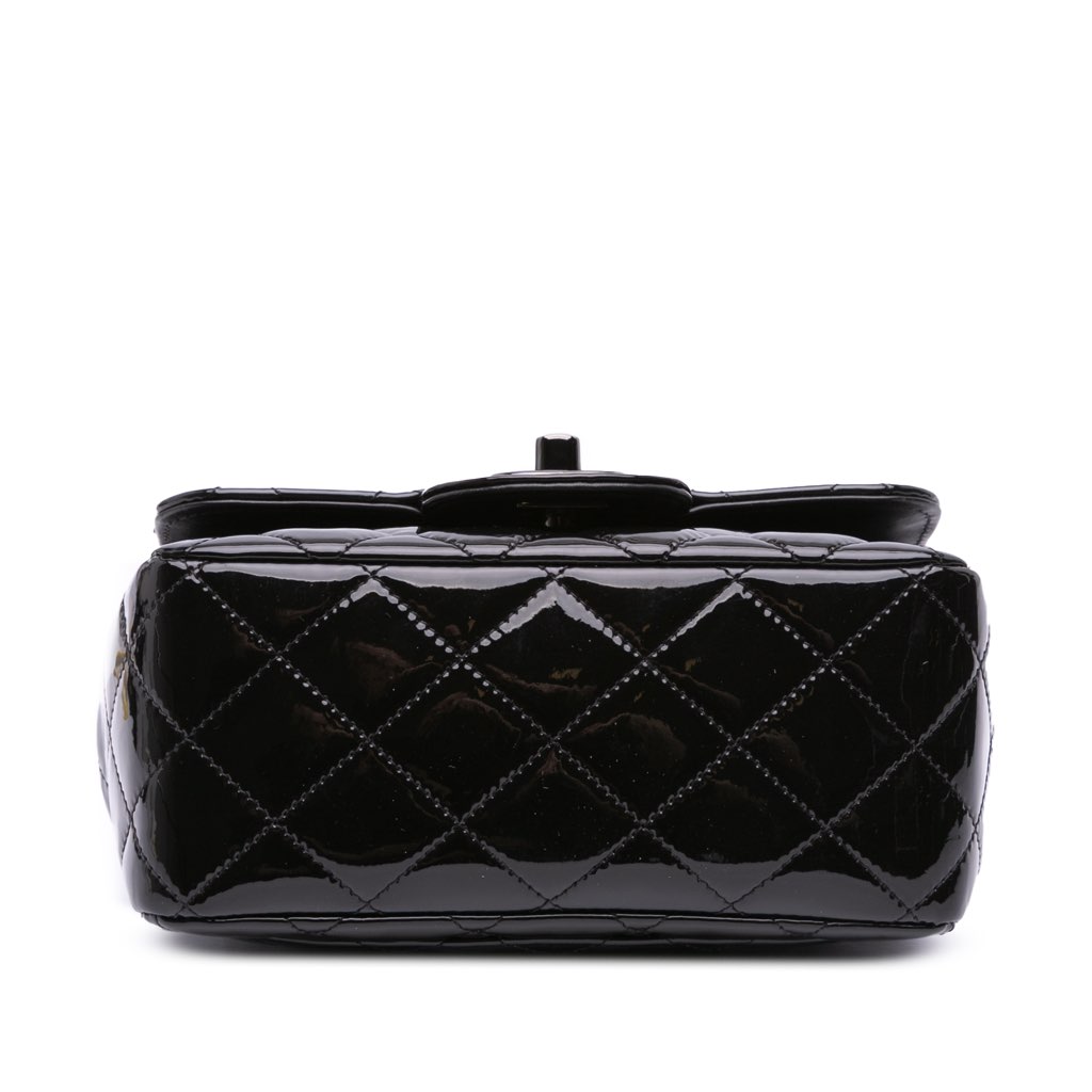 Chanel Mini Square Classic Patent So Black Single Flap - 3
