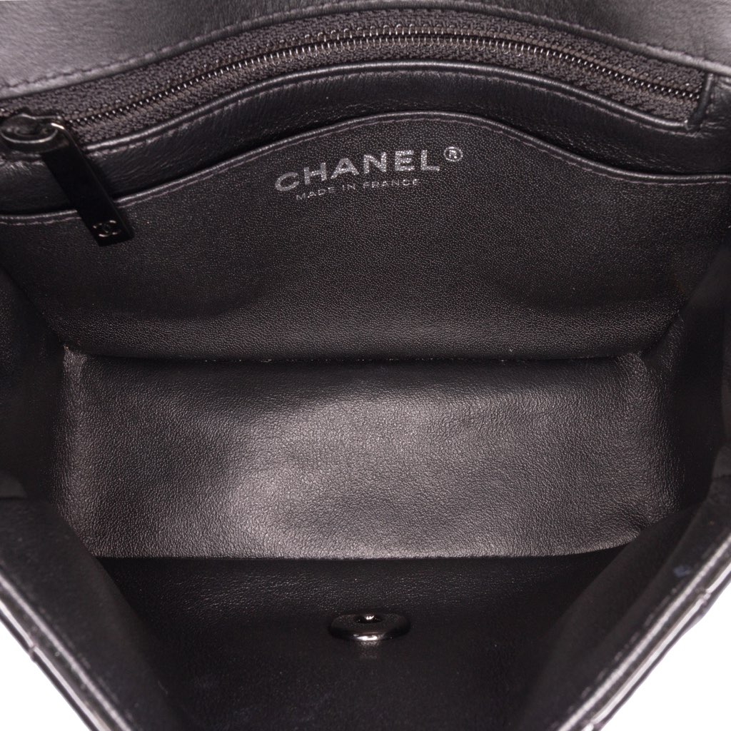 Chanel Mini Square Classic Patent So Black Single Flap - 4