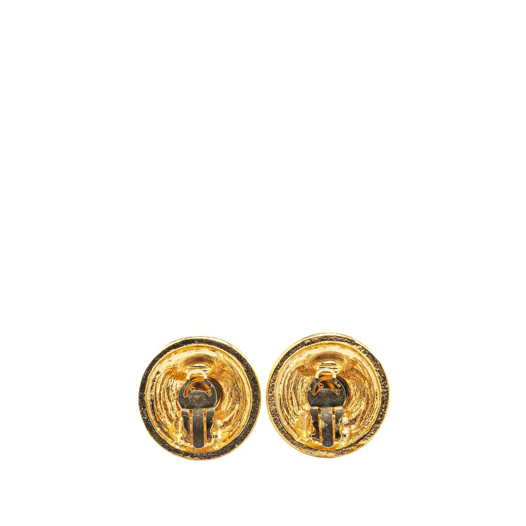 Chanel Gold Plated CC Round Clip On Earrings - Back view