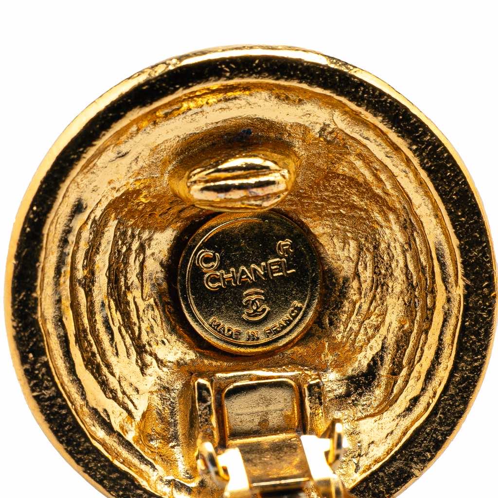 Chanel Gold Plated CC Round Clip On Earrings - Image 6