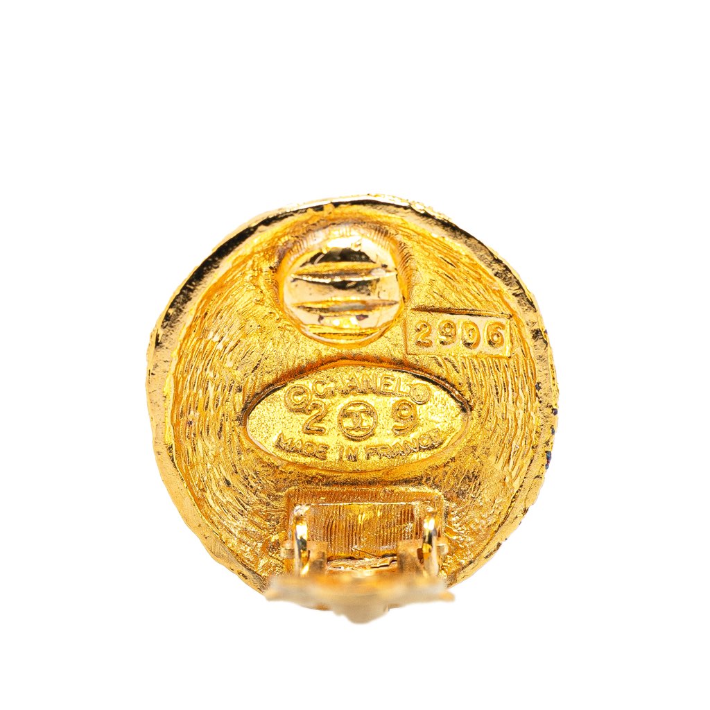 Chanel Gold Plated CC Clip On Earrings - 3