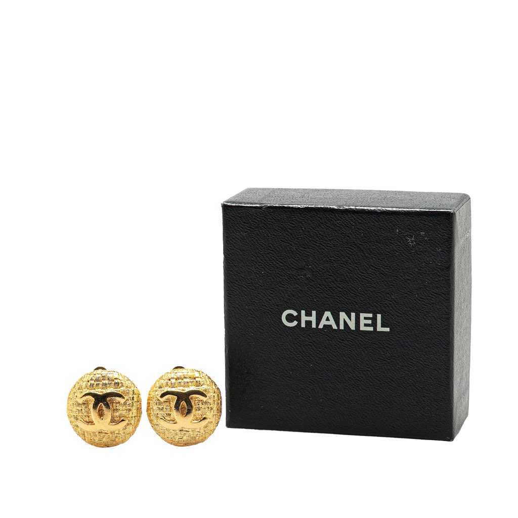 Chanel Gold Plated CC Clip On Earrings - 4