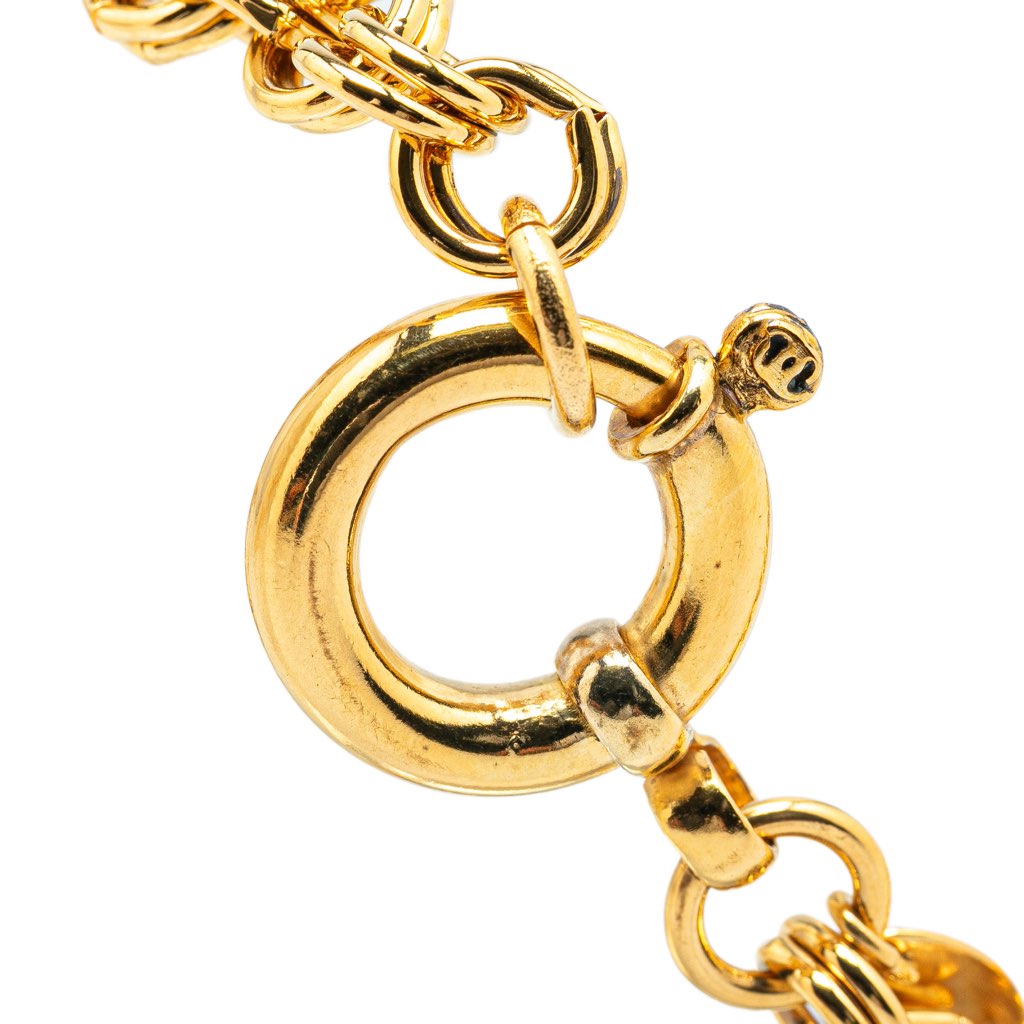Chanel Gold Plated CC Round Pendant Necklace - 5