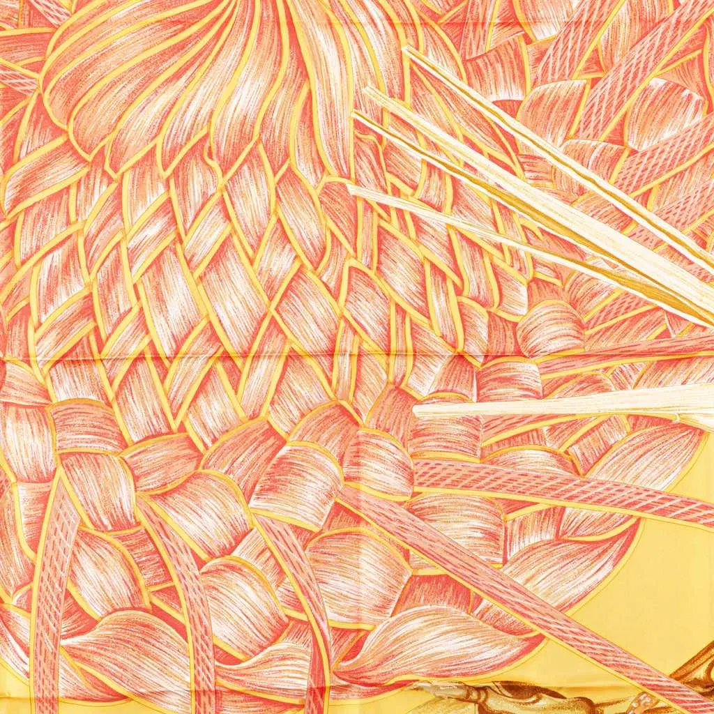 Hermès Jardin Creole Detail Silk Scarf Yellow Silk Good - Back View