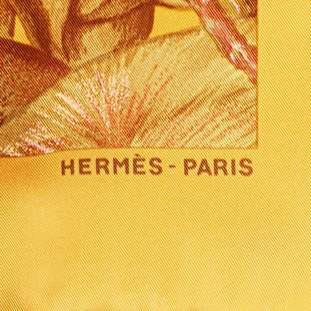 Hermès Jardin Creole Detail Silk Scarf Yellow Silk Good - Inside View