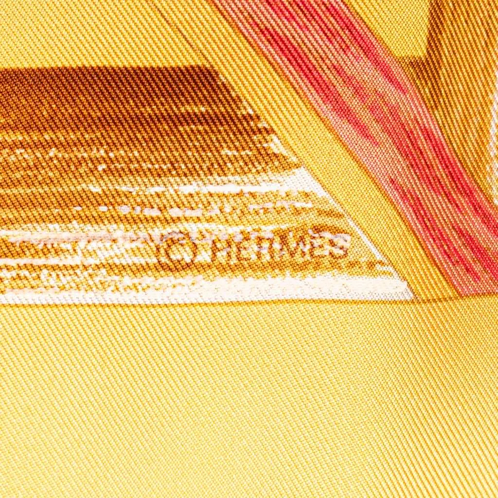 Hermès Jardin Creole Detail Silk Scarf Yellow Silk Good - Model View