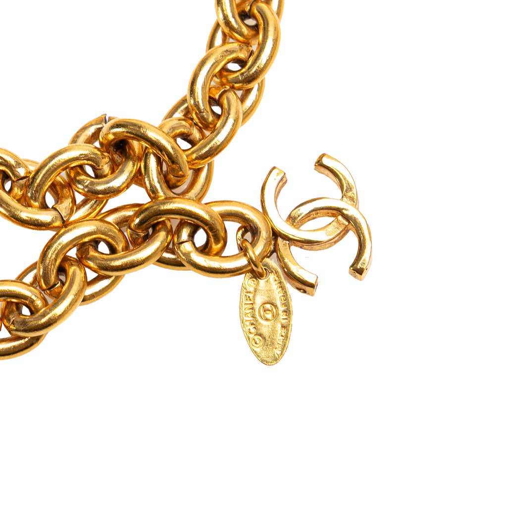 Chanel Gold Plated Quilted CC Triple Chain Belt - 4