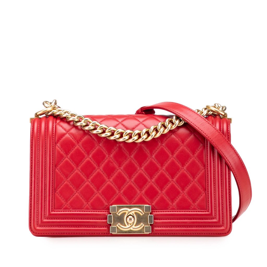 Chanel Old Medium Quilted Lambskin Boy Flap