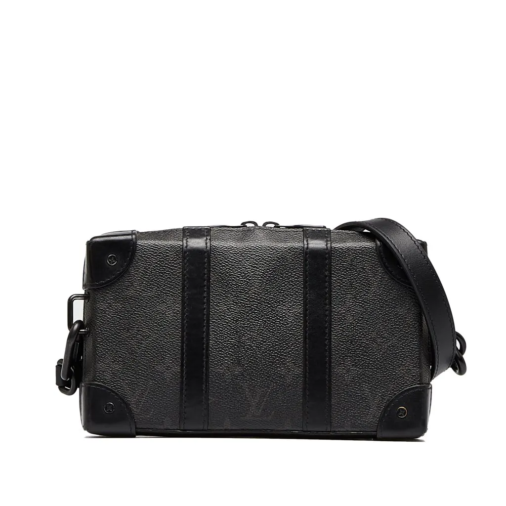 Louis Vuitton Monogram Eclipse Soft Trunk Wallet Crossbody Black Canvas Good - Front View