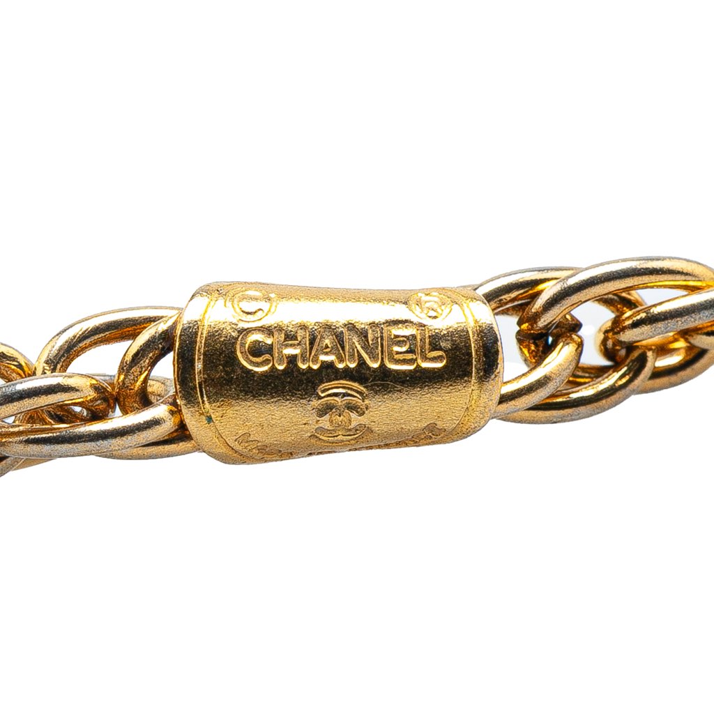 Chanel Gold Plated CC Rhinestone Pendant Necklace - 2