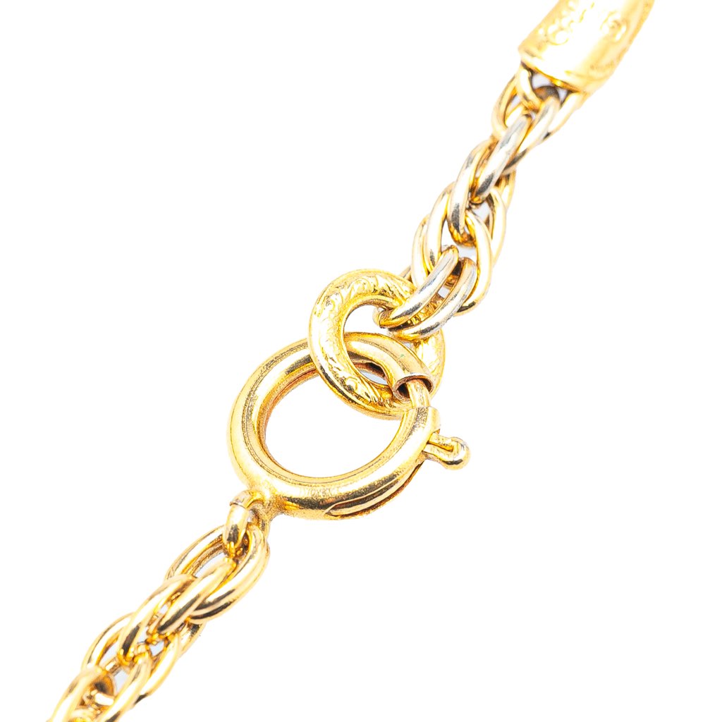 Chanel Gold Plated CC Rhinestone Pendant Necklace - 4
